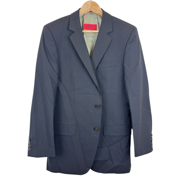 Hugo Boss Other - Hugo Boss‎ 2 Piece Suit 40R Dark Brown Pinstripe Wool Blazer & 34x31 Dress Pants